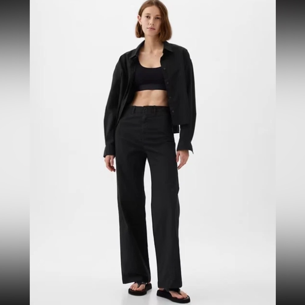 GAP High Rise Stride Wide Leg Ankle Pants Khakis